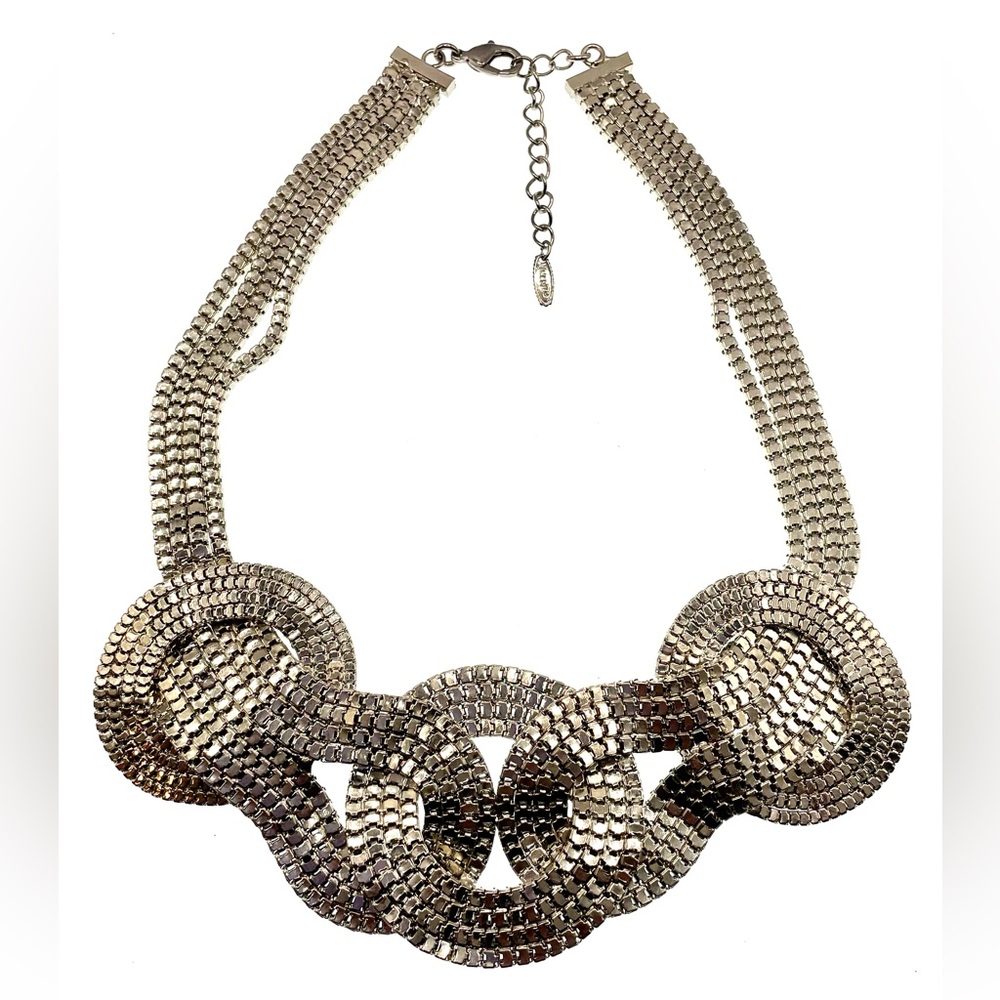 3 for $30 VCLM Signed Silver Tone Multi Chain Statement Necklace Adjustable - Picture 4 of 5